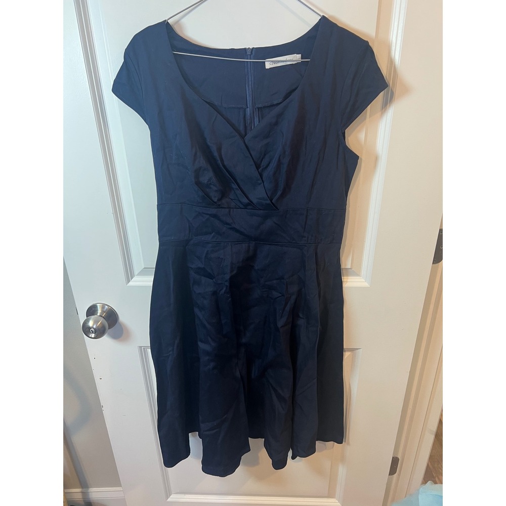 Bbonlinedress Womens Fit‎ and Flare Retro Rockabilly Swing Dress Navy Blue L